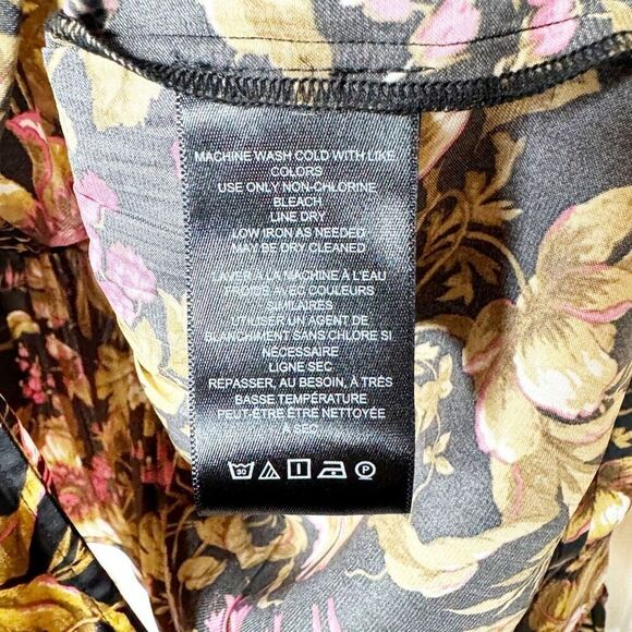 Anthropologie Deep-V Tunic Floral Black Motif Blouse Top Button Corset Peplum S - Picture 9 of 12